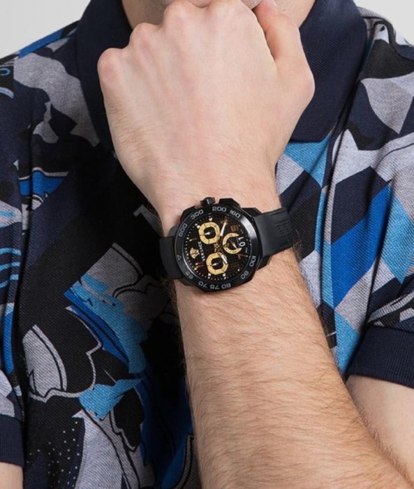  Shop Authentic Versace Dylos Chronograph Black Dial Black Rubber Strap Watch for Men - VQC020015 - Luxxuri