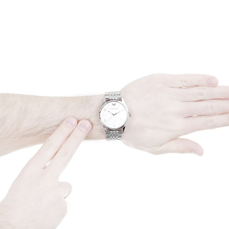  Shop Authentic Emporio Armani Classic Silver Dial Silver Steel Strap Watch For Men - AR1867 - Luxxuri