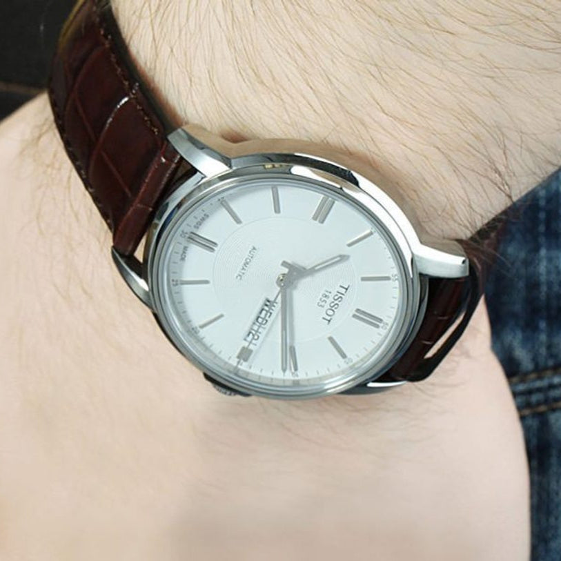  Shop Authentic Tissot Automatics III Steel White Dial Brown Leather Strap Watch For Men - T065.430.16.031.00 - Luxxuri