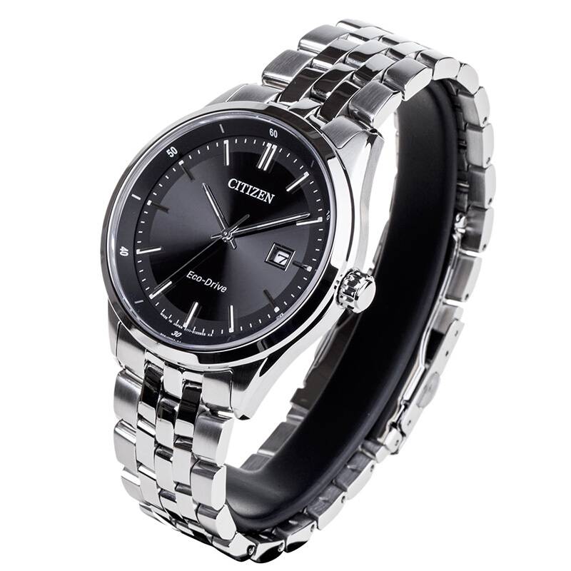  Shop Authentic Citizen Eco Drive Black Dial Silver Steel Strap Watch For Men - BM7250-56E - Luxxuri
