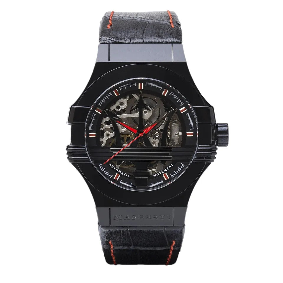  Shop Authentic Maserati Potenza Automatic Black Dial Black Leather Strap Watch For Men - R8821108008 - Luxxuri