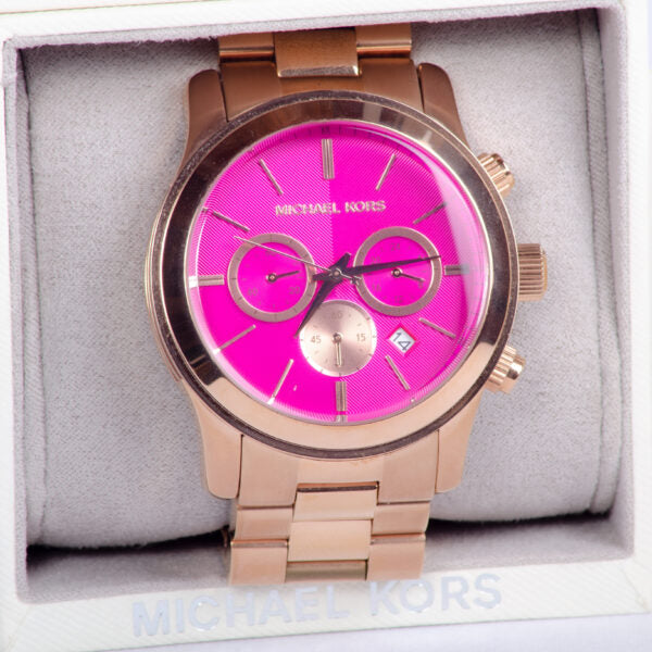  Shop Authentic Michael Kors Runway Pink Dial Rose Gold Steel Strap Watch for Women - MK5931 - Luxxuri