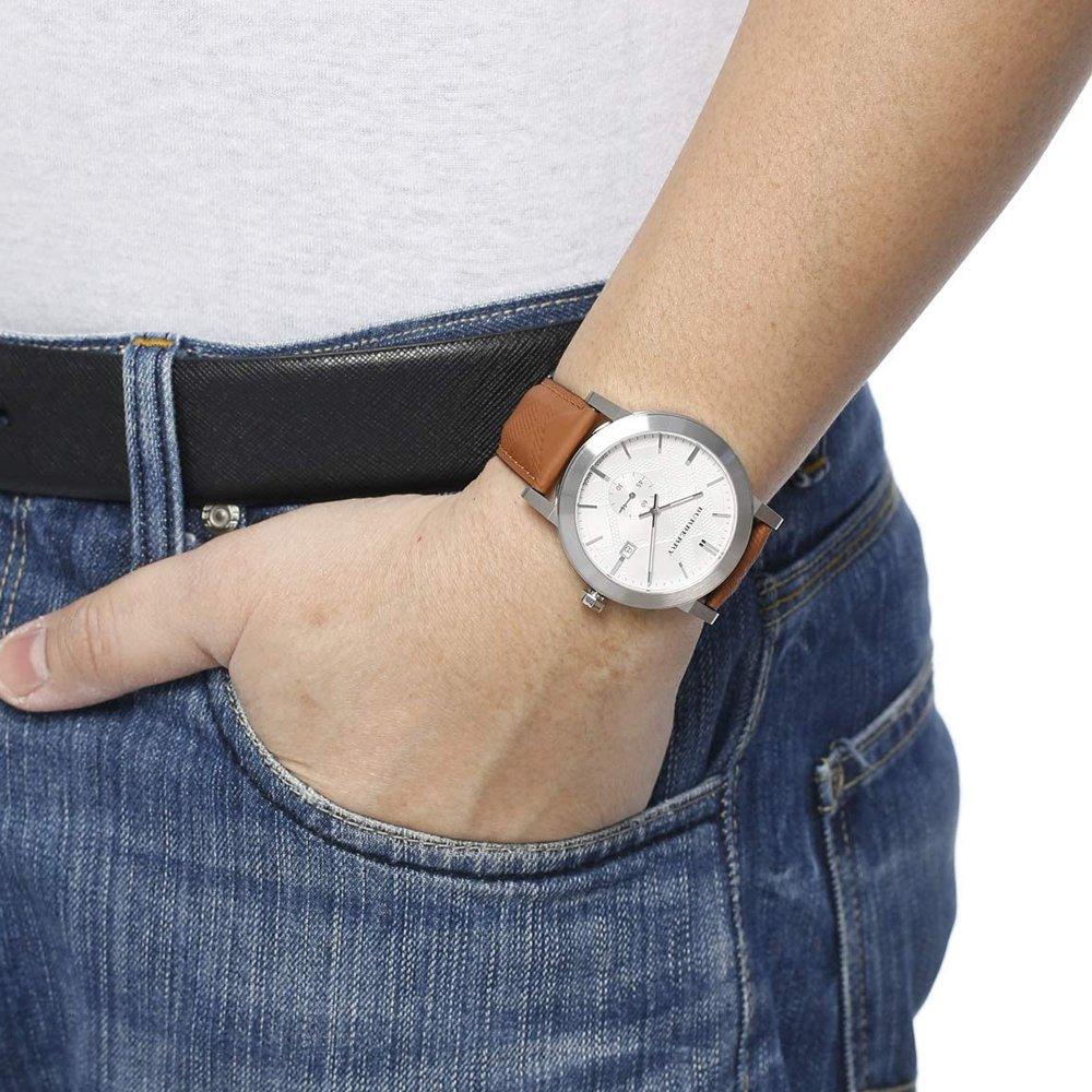  Shop Authentic Burberry The City Silver Dial Brown Leather Strap Watch for Men - BU9904 - Luxxuri