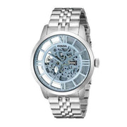  Shop Authentic Fossil Townsman Automatic Skeleton Blue Dial Silver Steel Strap Watch for Men - ME3073 - Luxxuri