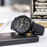  Shop Authentic Armani Exchange Outerbanks Chronograph Black Dial Black Steel Strap Watch For Men - AX7105 - Luxxuri
