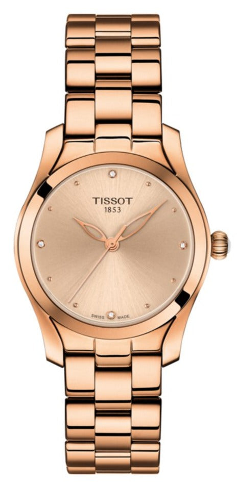  Shop Authentic Tissot T Wave Rose Gold Dial Rose Gold Steel Strap Watch For Women - T112.210.33.456.00 - Luxxuri