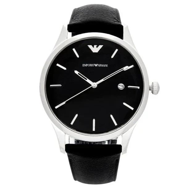  Shop Authentic Emporio Armani Lambda Classic Quartz Black Dial Black Leather Strap Watch For Men - AR11020 - Luxxuri