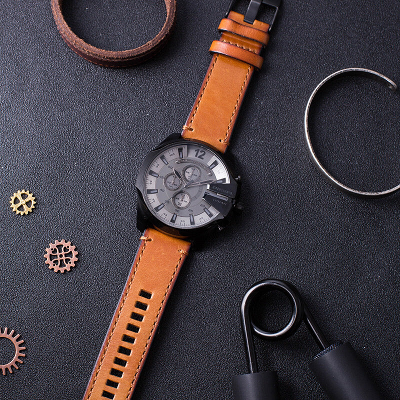  Shop Authentic Diesel Mega Chief Grey Dial Brown Leather Strap Watch For Men - DZ4463 - Luxxuri