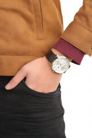  Shop Authentic Tommy Hilfiger Hunter White Dial Black Leather Strap Watch for Men - 1791606 - Luxxuri