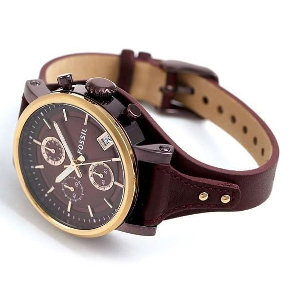  Shop Authentic Fossil Original Boyfriend Sport Chronograph Maroon Dial Maroon Leather Strap Watch for Women - ES4114 - Luxxuri