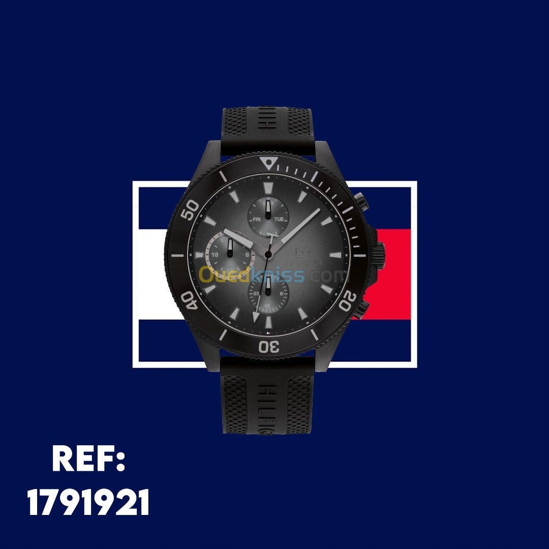  Shop Authentic Tommy Hilfiger Larson Chronograph Black Dial Black Rubber Strap Watch For Men - 1791921 - Luxxuri