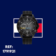  Shop Authentic Tommy Hilfiger Larson Chronograph Black Dial Black Rubber Strap Watch For Men - 1791921 - Luxxuri