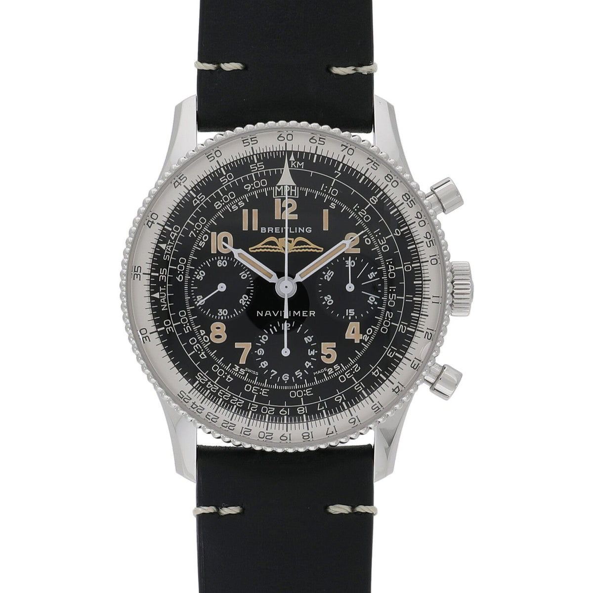  Shop Authentic Breitling Navitimer Ref. 806 1959 Re-Edition Black Dial Brown Leather Strap Watch for Men - AB0910371B1X1 - Luxxuri