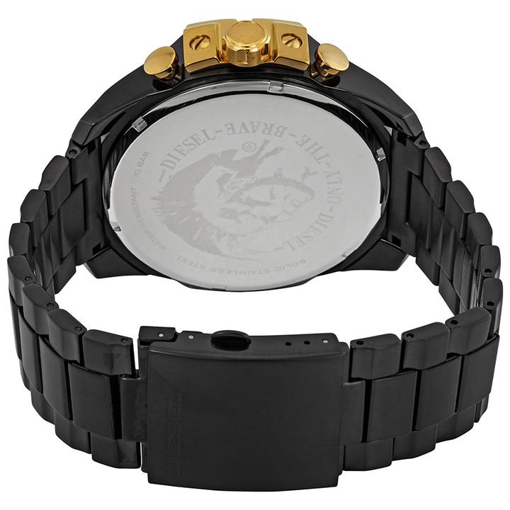  Shop Authentic Diesel Mega Chief Chronograph Gold Dial Black Steel Strap Watch For Men - DZ4485 - Luxxuri
