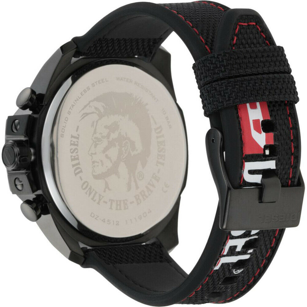  Shop Authentic Diesel Mega Chief Chronograph Silver Dial Black Leather Strap Watch For Men - DZ4512 - Luxxuri