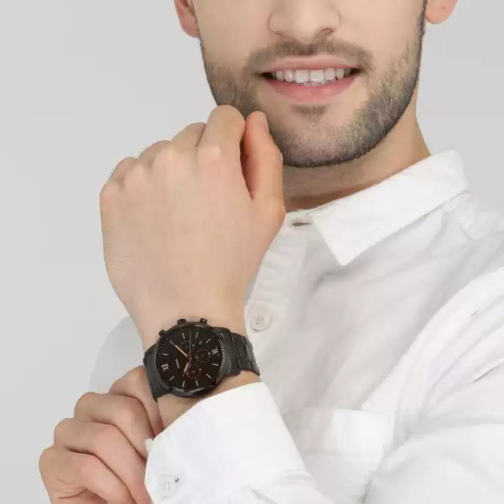  Shop Authentic Fossil Neutra Chronograph Black Dial Black Steel Strap Watch for Men - FS5525 - Luxxuri