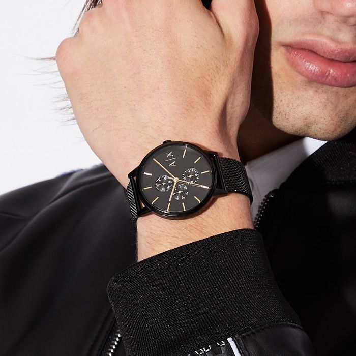  Shop Authentic Armani Exchange Cayde Chronograph Black Dial Black Mesh Strap Watch For Men - AX2716 - Luxxuri