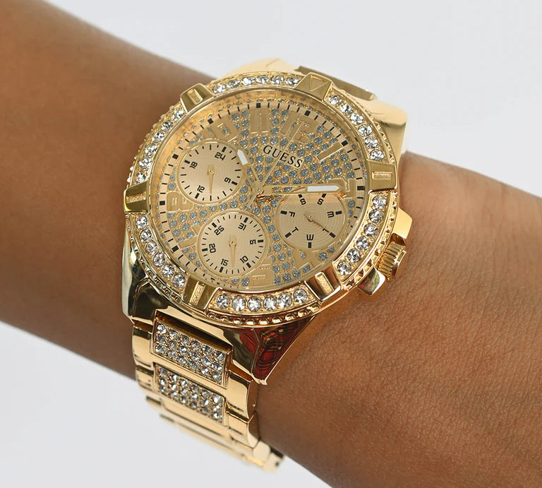  Shop Authentic Guess Continental Diamonds Gold Dial Gold Steel Strap Watch for Men - GW0261G2 - Luxxuri