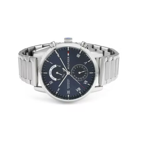  Shop Authentic Tommy Hilfiger Kane Blue Dial Silver Steel Strap Watch for Men - 1710401 - Luxxuri