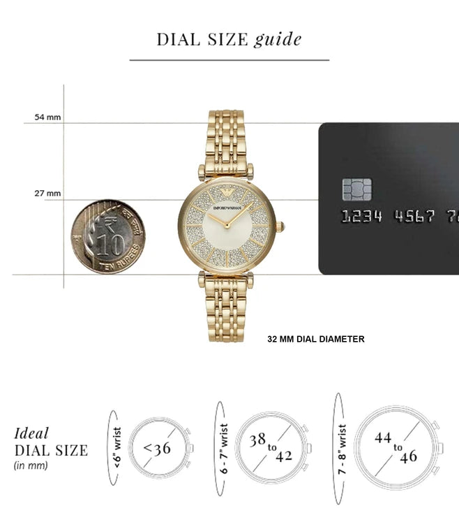  Shop Authentic Emporio Armani Gianni T Bar Analog Crystals Gold Dial Gold Steel Strap Watch For Women - AR11608 - Luxxuri