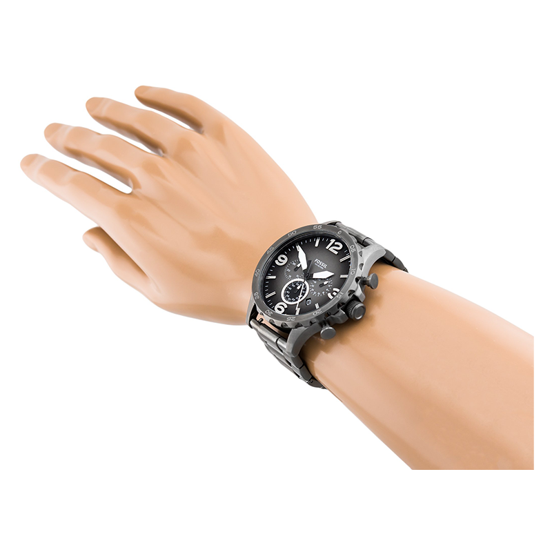  Shop Authentic Fossil Nate Chronograph Gunmetal Dial Grey Steel Strap Watch for Men - JR1437 - Luxxuri