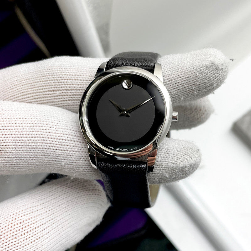  Shop Authentic Movado Museum Classic Black Dial Black Leather Strap Watch For Women - 0606503 - Luxxuri