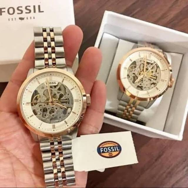  Shop Authentic Fossil Townsman Automatic Skeleton White Dial Two Tone Steel Strap Watch for Men - ME3075 - Luxxuri