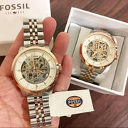  Shop Authentic Fossil Townsman Automatic Skeleton White Dial Two Tone Steel Strap Watch for Men - ME3075 - Luxxuri