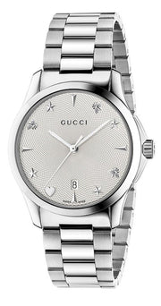  Shop Authentic Gucci G Timeless Silver Dial Silver Steel Strap Watch For Women - YA1264028 - Luxxuri