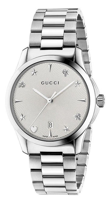  Shop Authentic Gucci G Timeless Silver Dial Silver Steel Strap Watch For Women - YA1264028 - Luxxuri