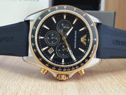  Shop Authentic Emporio Armani Sigma Chronograph lack Dial Black Rubber Strap Watch For Men - AR80003 - Luxxuri
