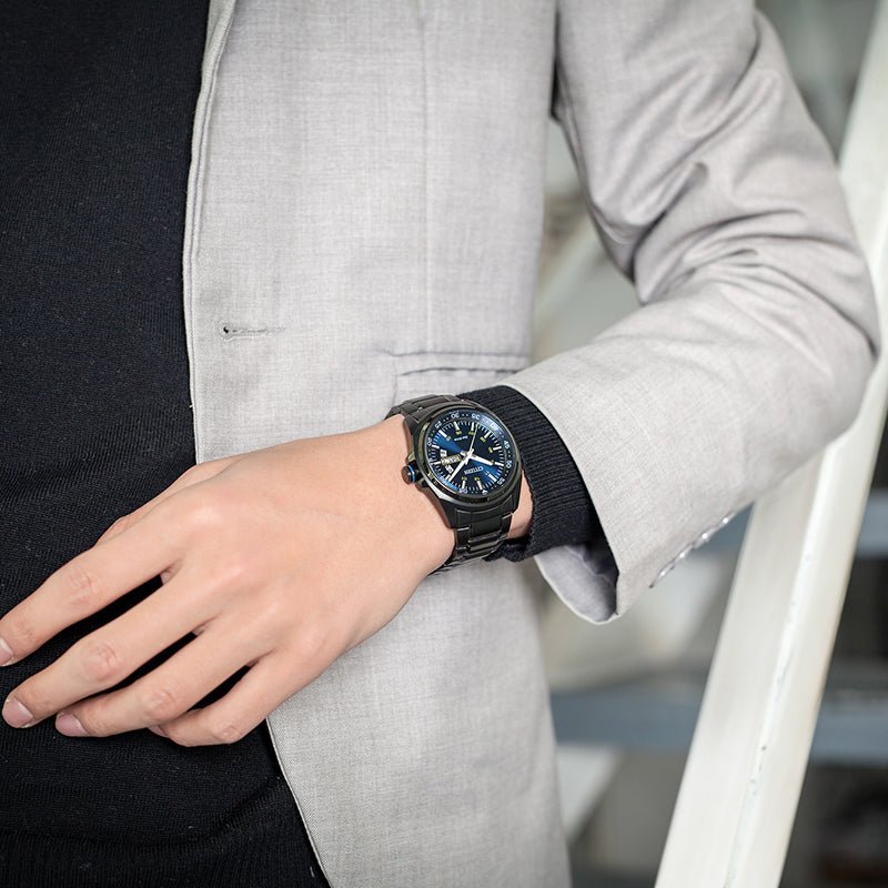  Shop Authentic Citizen Eco Drive Blue Dial Black Steel Strap Watch For Men - AW0024-58LB - Luxxuri