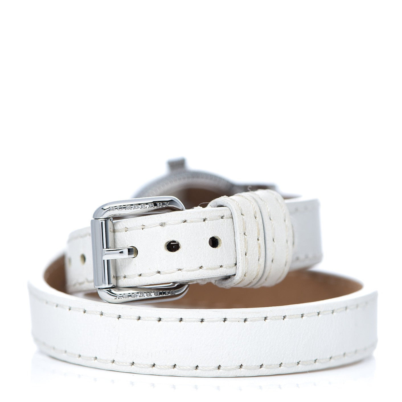  Shop Authentic Burberry Utilitarian White Dial White Leather Strap Watch for Women - BU7846 - Luxxuri