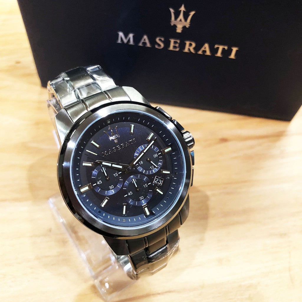  Shop Authentic Maserati Successo Chronograph Blue Dial Black Steel Strap Watch For Men - R8873621005 - Luxxuri