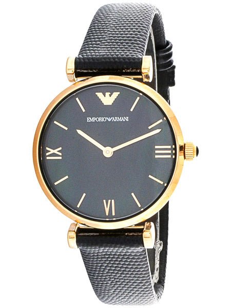  Shop Authentic Emporio Armani Gianni T Bar Black Mother of Pearl Dial Black Leather Strap Watch For Women - AR11060 - Luxxuri