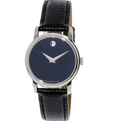  Shop Authentic Movado Museum Black Dial Black Leather Strap Watch For Women - 2100004 - Luxxuri