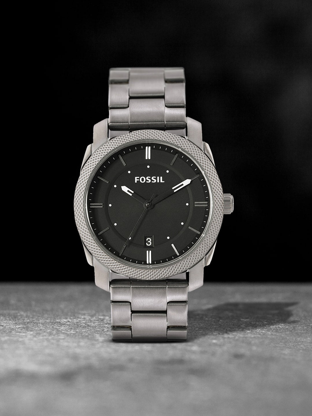  Shop Authentic Fossil Machine Chronograph Black Dial Grey Steel Strap Watch for Men - FS4774 - Luxxuri