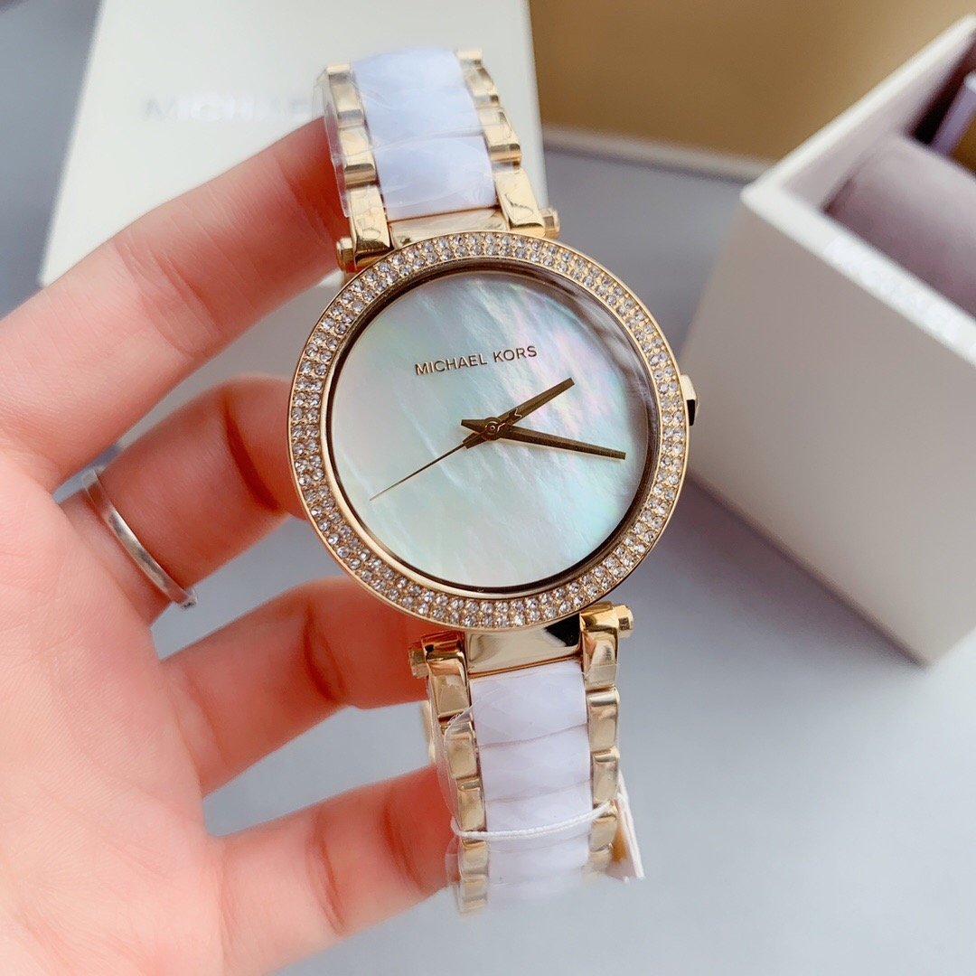  Shop Authentic Michael Kors Parker Mother of Pearl Dial Two Tone Steel Strap Watch for Women - MK6400 - Luxxuri