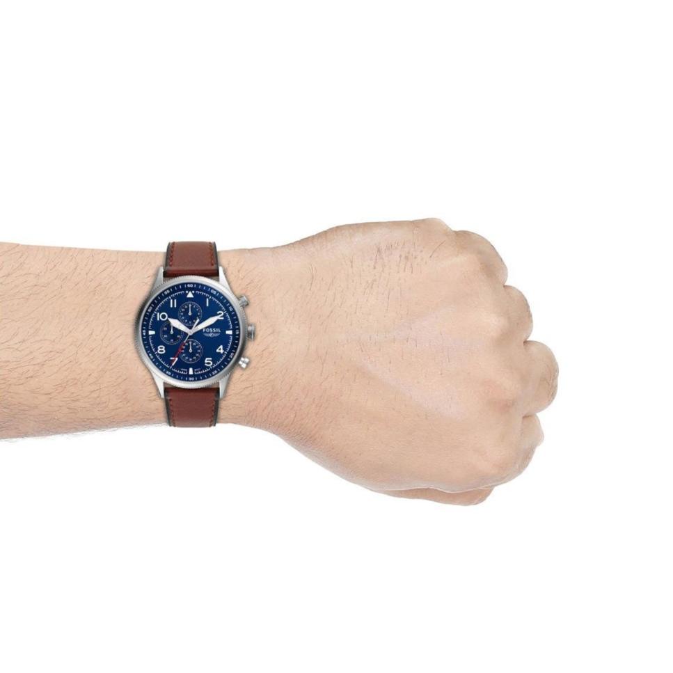  Shop Authentic Fossil Retro Pilot Chronograph Blue Dial Brown Leather Strap Watch for Men - FS5832 - Luxxuri