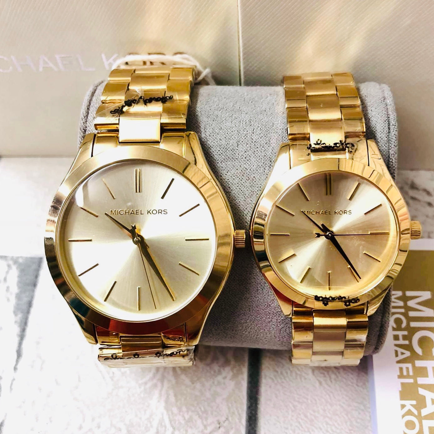  Shop Authentic Michael Kors Slim Runway Gold Dial Gold Stainless Steel Strap Watch for Women - MK3179 - Luxxuri