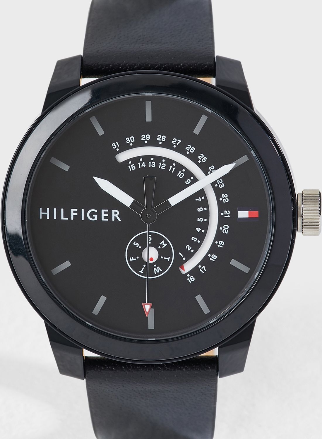  Shop Authentic Tommy Hilfiger Denim Quartz Black Dial Black Leather Strap Watch for Men - 1791479 - Luxxuri
