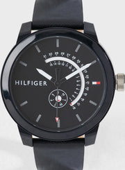  Shop Authentic Tommy Hilfiger Denim Quartz Black Dial Black Leather Strap Watch for Men - 1791479 - Luxxuri