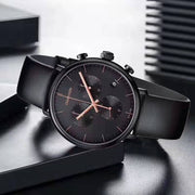  Shop Authentic Calvin Klein High Noon Black Dial Black Leather Strap Watch for Men - K8M274CB - Luxxuri