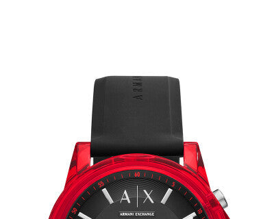  Shop Authentic Armani Exchange Outerbanks Chronograph Black Dial Black Silicone Strap Watch For Men - AX1338 - Luxxuri