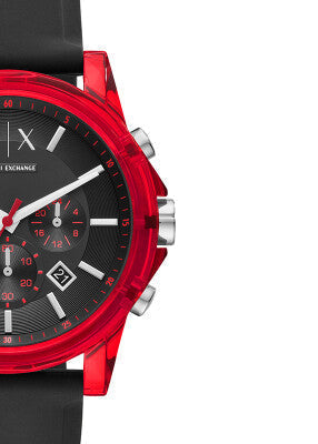  Shop Authentic Armani Exchange Outerbanks Chronograph Black Dial Black Silicone Strap Watch For Men - AX1338 - Luxxuri