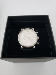  Shop Authentic Emporio Armani Classic Quartz Chronograph White Dial Black Leather Strap Watch For Men - AR1807 - Luxxuri