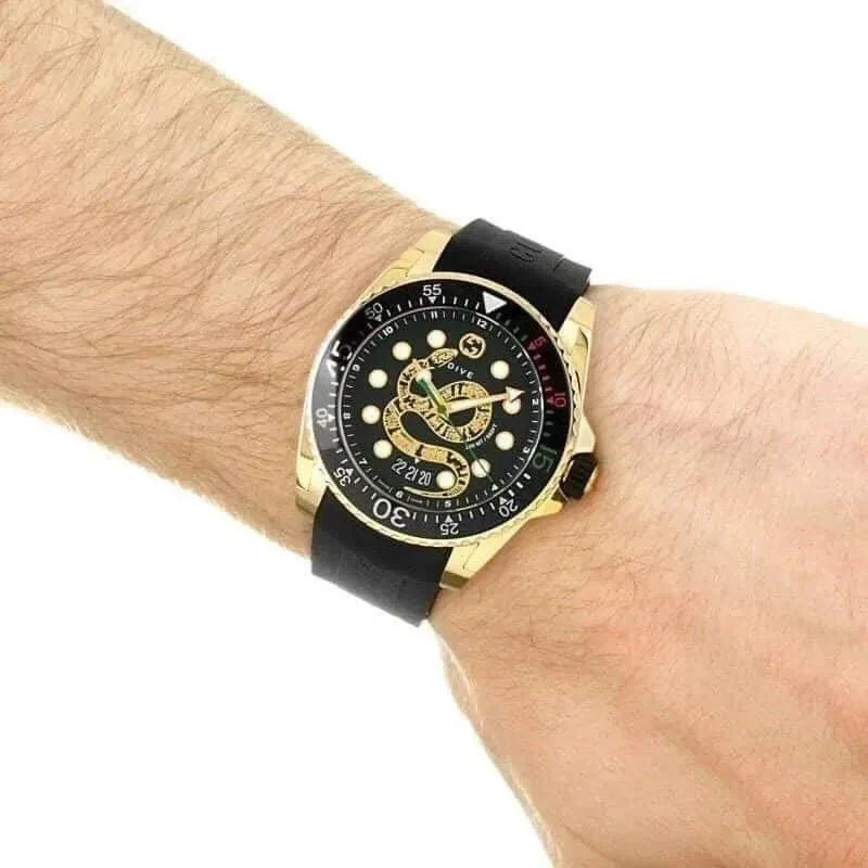  Shop Authentic Gucci Dive Quartz Black Dial Black Rubber Strap Watch For Men - YA136219 - Luxxuri
