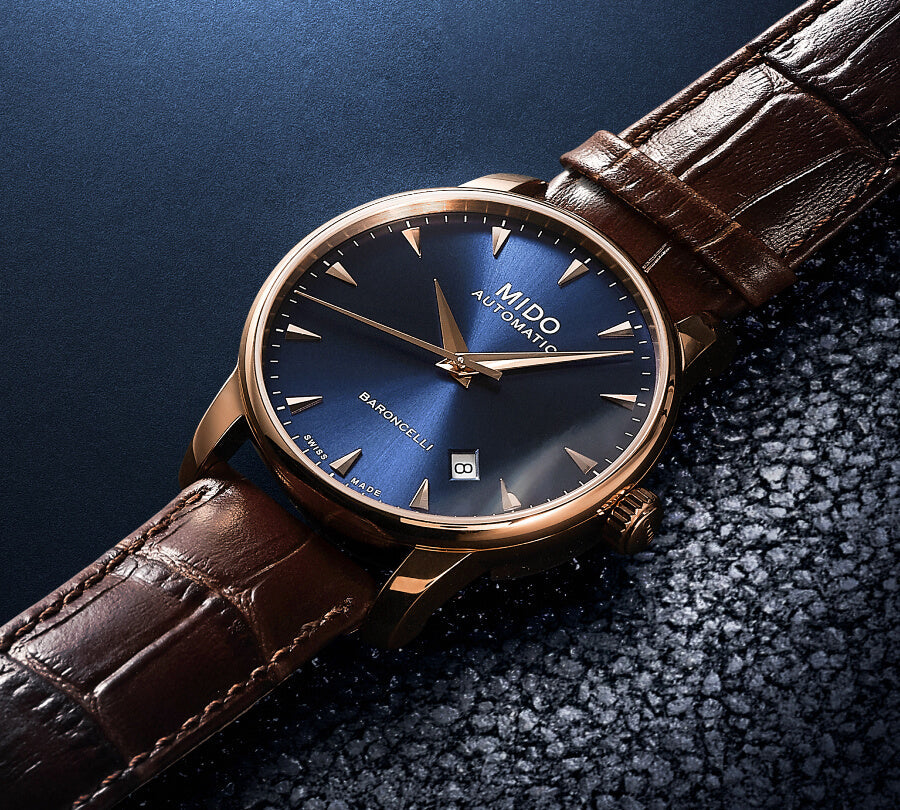  Shop Authentic Mido Baroncelli Automatic Midnight Blue Dial Brown Leather Strap Watch For Women - M7600.3.65.8 - Luxxuri