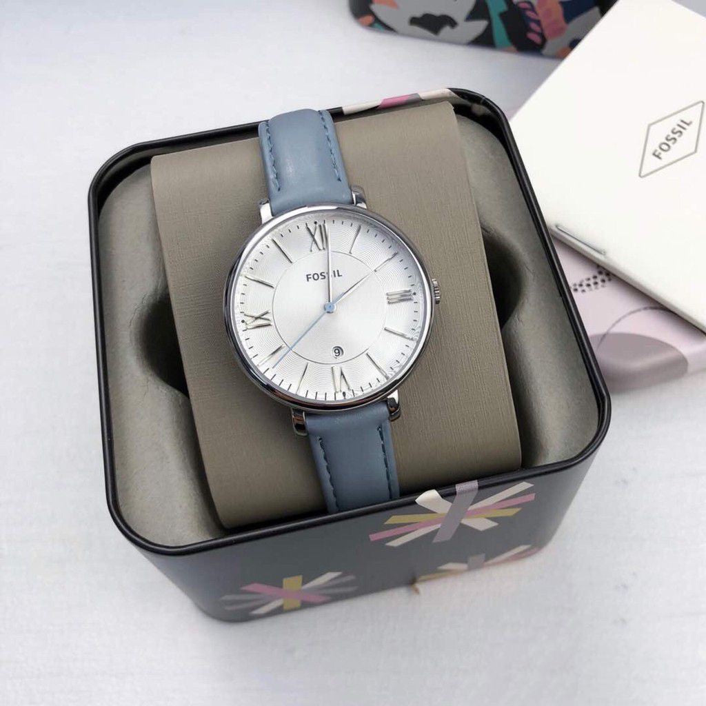  Shop Authentic Fossil Jacqueline White Dial Light Blue Leather Strap Watch for Women - ES3821 - Luxxuri