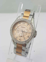  Shop Authentic Fossil Riley Multifunction Rose Gold Dial Two Tone Steel Strap Watch for Women - ES4145 - Luxxuri